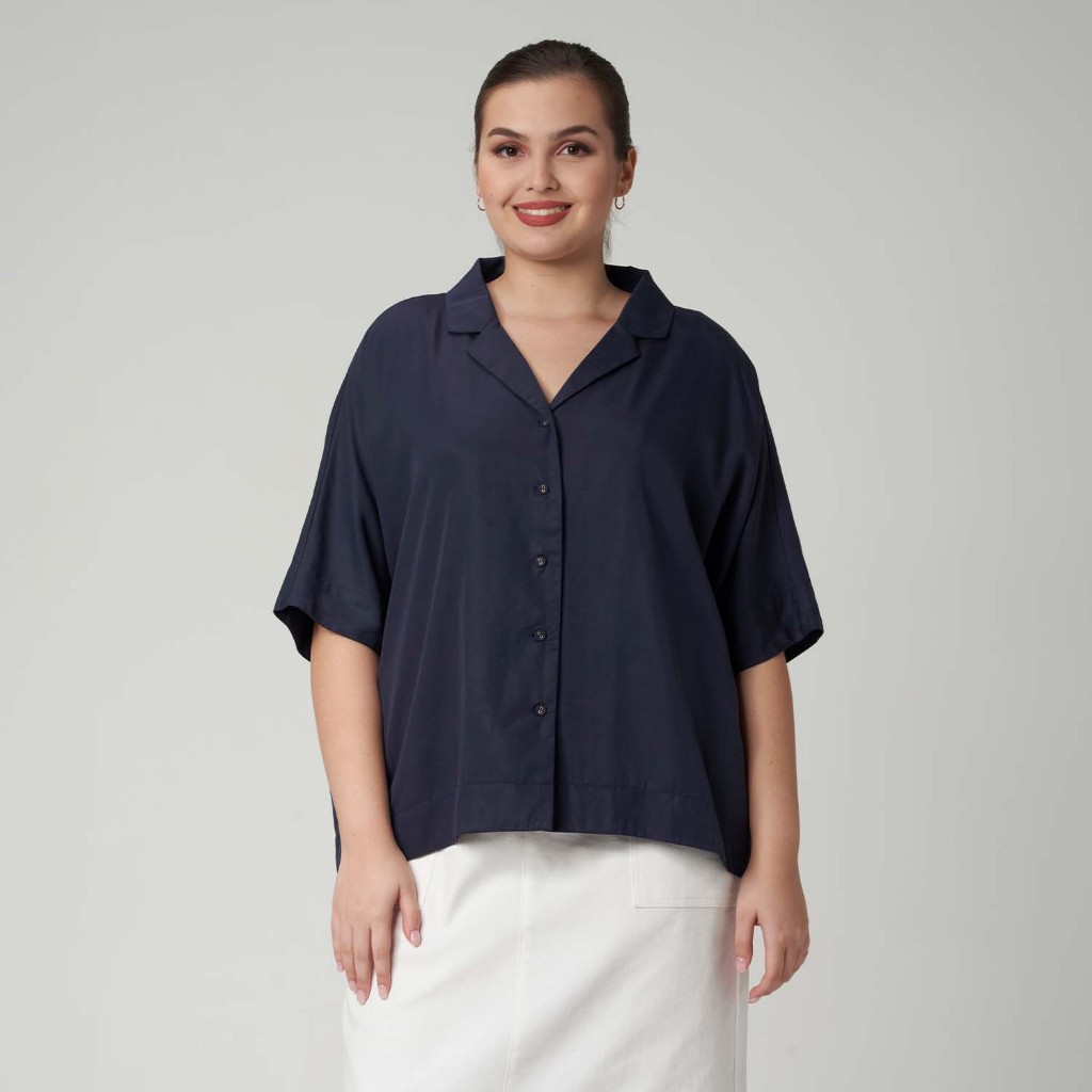 นางสาว READ Dolman Sleeve Shirt Size UK12-24 Navy MC52943-T
