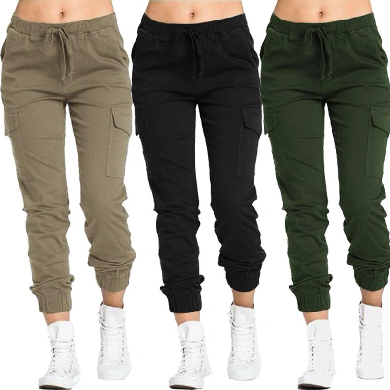 6pocket Cargo Jogger ผ้าฝ้ายแท้ Pai perempuan Outfit Gym/Working Sampai 6XL.