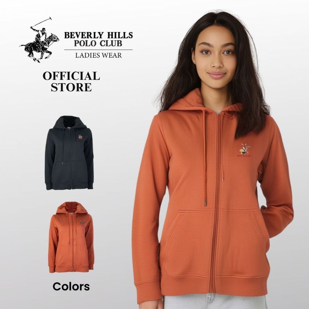 BHPC BHH278-3 ผู้หญิง Hoodie Wanita Cotton Zip Up โลโก้หมี | เสื้อแจ็คเก็ต เสื้อสเวตเตอร์ลําลองมีฮู้