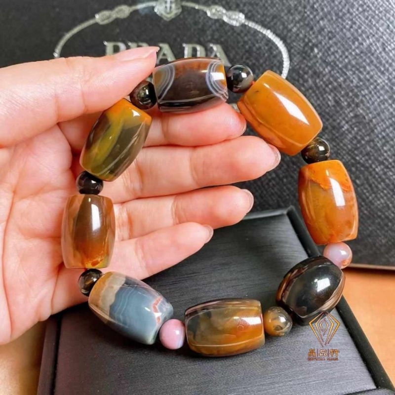 14มม. Zhan Guo Red Agate Red Agate Red Red Agate สําหรับผู้ชายและผู้หญิง