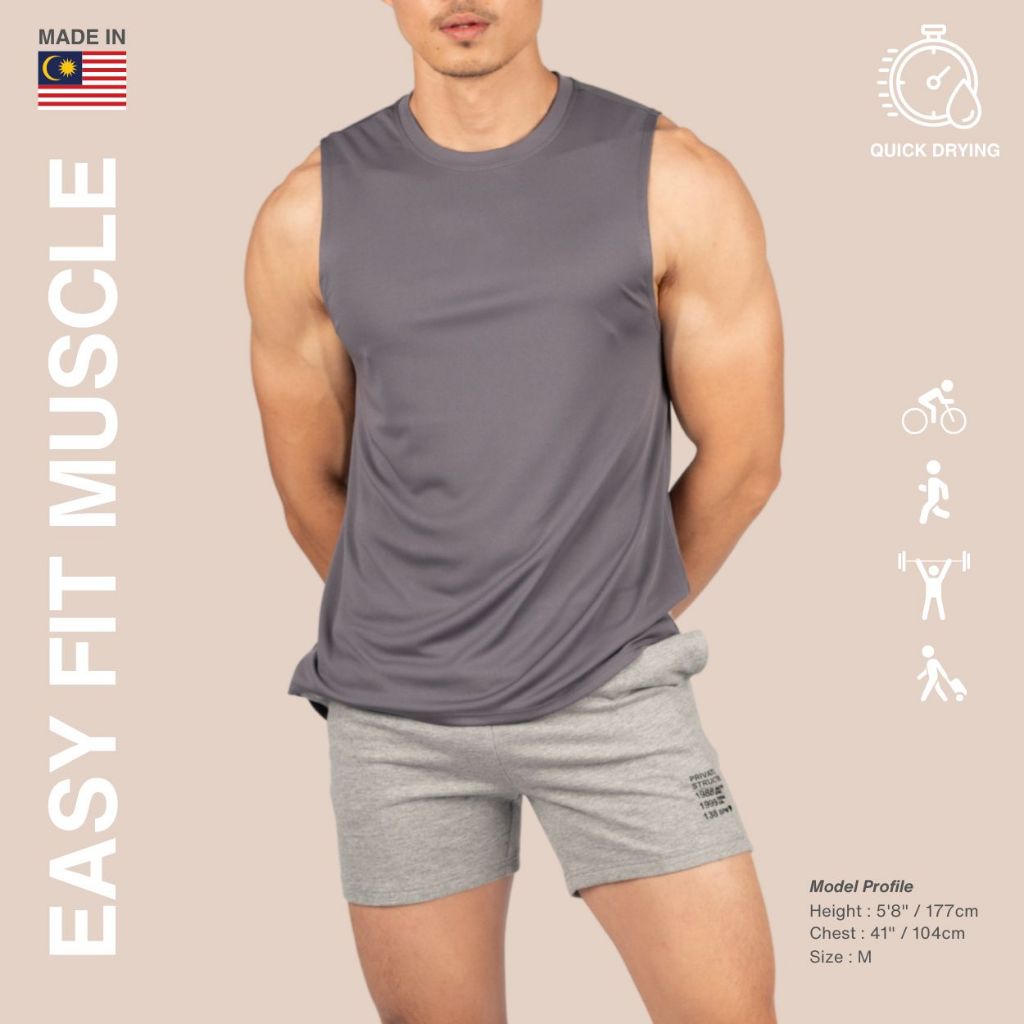 เสื้อกล้ามเสื้อกล้ามเจอร์ซีย์ Easy Fit Private Structure - สีเทาเข้ม [4708]