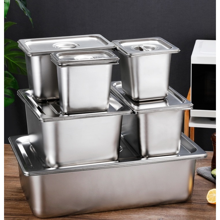 Dapurrs(1/6)Superior Stainless Steel Pan/GN FOOD CONTAINER/FOOD TRAY และ LIDSave
