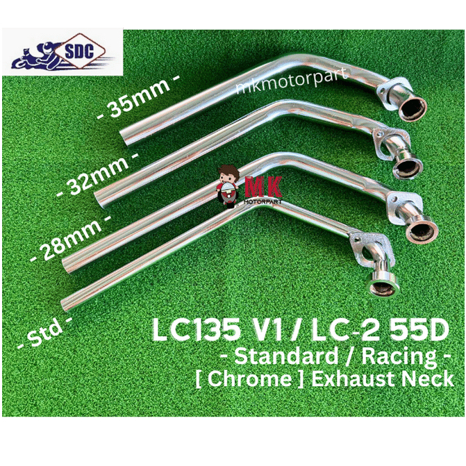 [ STANDARD / RACING ] คอท่อไอเสีย Yamaha LC135 v1 5YP LC2 55D LC135 ท่อท่อหน้าใหม่พร้อมขายึดสีดํา / 