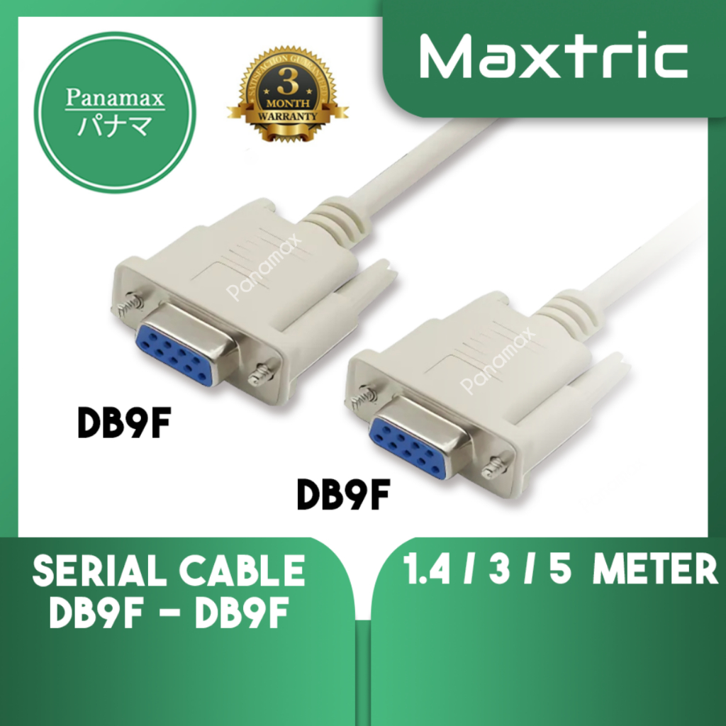 Poonx 1.4 ~ 5 เมตร DB9F - DB9F Serial Cable DB 9Pin Female to Female RS232 Extension = E3322