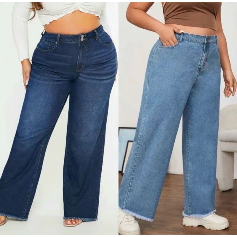 PLUS Palazzo Size (38-48) กางเกงยีนส์ bulu bulu สําหรับผู้หญิง กางเกงยีนส์