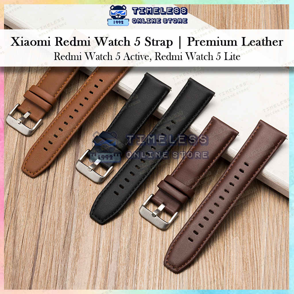 🇲🇾 สาย Xiaomi Redmi Watch 5 Active / 5 Lite, หนังพรีเมี่ยม 22 มม., หัวเข็มขัดสแตนเลส (Xiao Mi 5activ