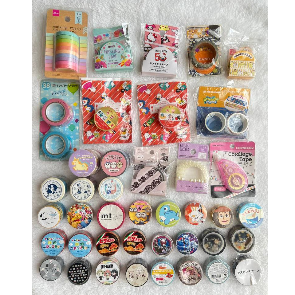 Assorted Washi Masking Tape Collection Sanrio Kyupodo Amifa Disney Daiso Nintendo Anime MT Japan
