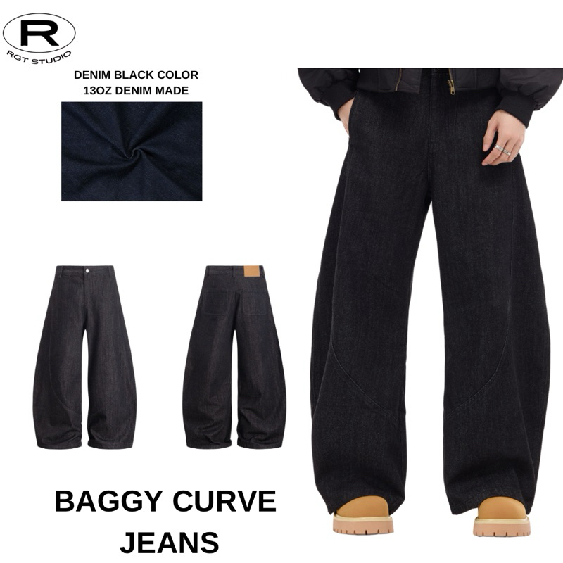 Rgt Studio Baggy Curve Jeans Denim Black(13OZ Raw Denim)