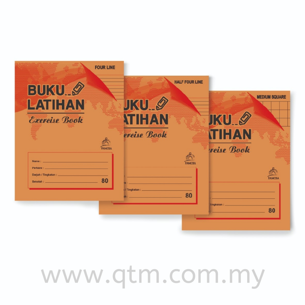 80PAGES BUKU LATIHAN RED BLUE FOUR LINE EXERCISE BOOK 80PAGES (10 เล่ม)