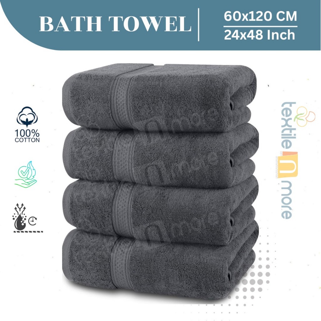 ผ้าเช็ดตัว US - 60x120CM | 500GSM 100% แหวนปั่นผ้าฝ้ายผ้าขนหนูดูดซับสูง Bath, Gym & Hotel Spa