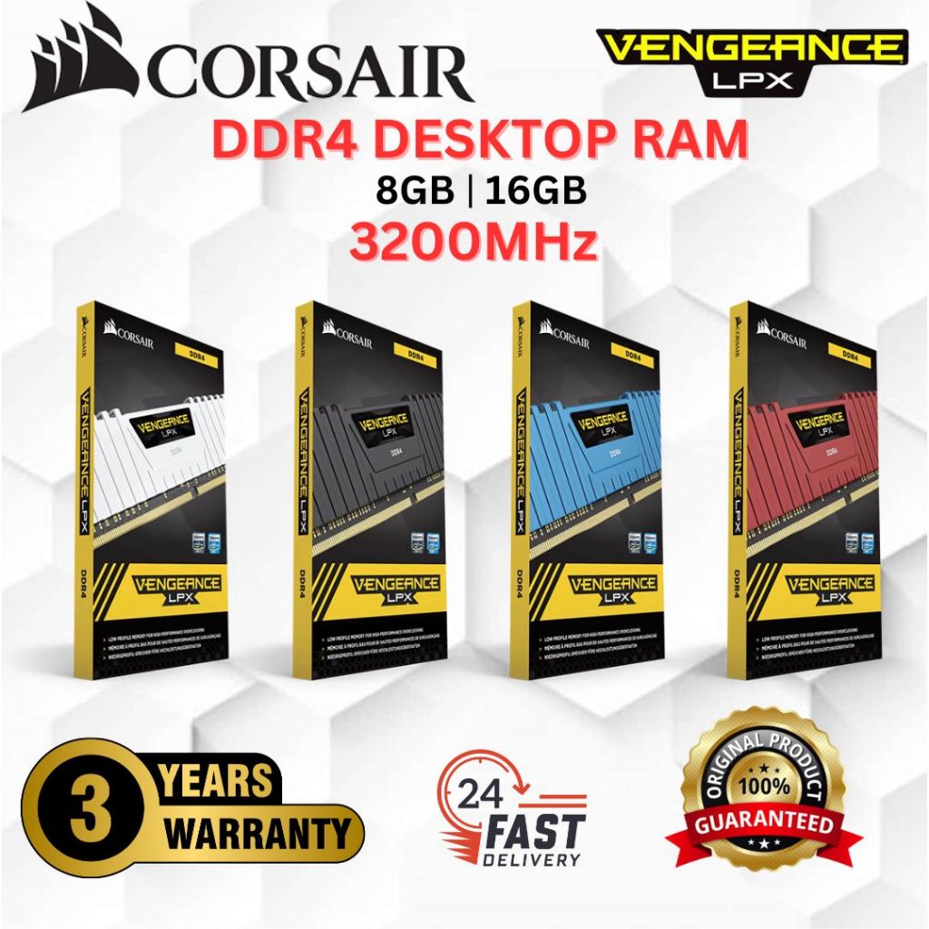 Corsair Vengeance LPX Gaming RAM DDR4 RGB GAMING RAM ( 3200MHZ / 3600MHZ ) (16GB / 32 GB/ 64GB )