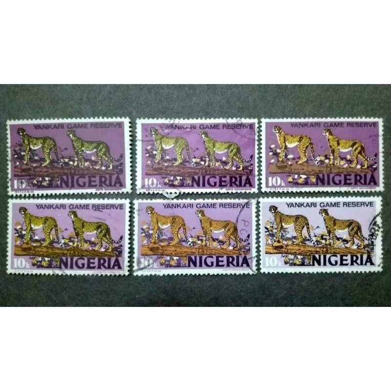 Nigeria 1973 Definitive Issues 10k Variety สีจาก Deep To Light Colour - 6 ชิ้นแสตมป์มือสอง / Setem