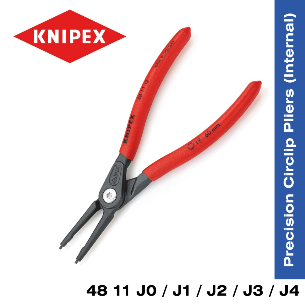 KNIPEX Precision Circlip คีมสําหรับแหวนล็อคสลักภายในใน เจาะหลุม 48 11 J0 / 48 11J1 / 48 11J2 / 48 11