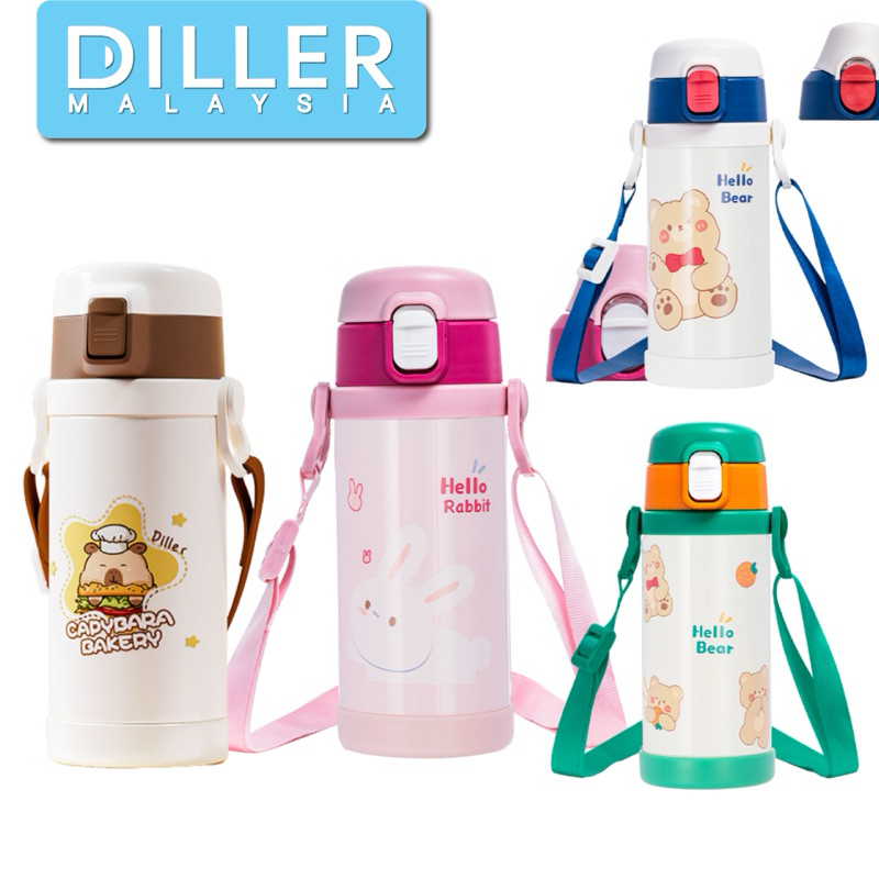 Diller Budak Air Botol Termos eral 2 fungsi Two Function Bottle Cap Straw Direct Thermo Water Bottle