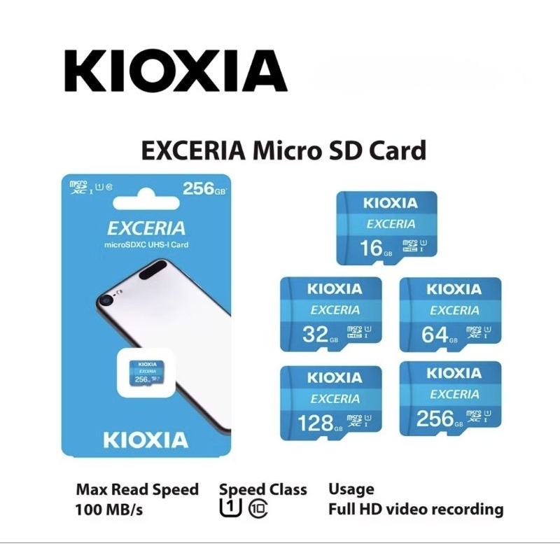 Kioxia (Toshiba) การ์ด Exceria Micro SD (R100)-G1 C10 class (32GB & 64GB) U1 สําหรับบันทึกวิดีโอการข