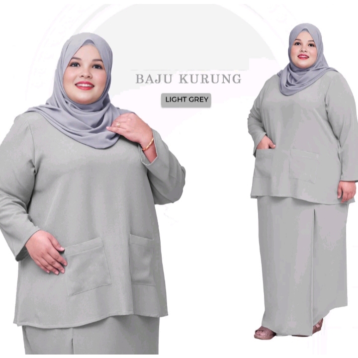 Hawa Exclusive Plus Size Baju Kurung Set (Size-4XL ถึง 8XL),Material Como Crepe