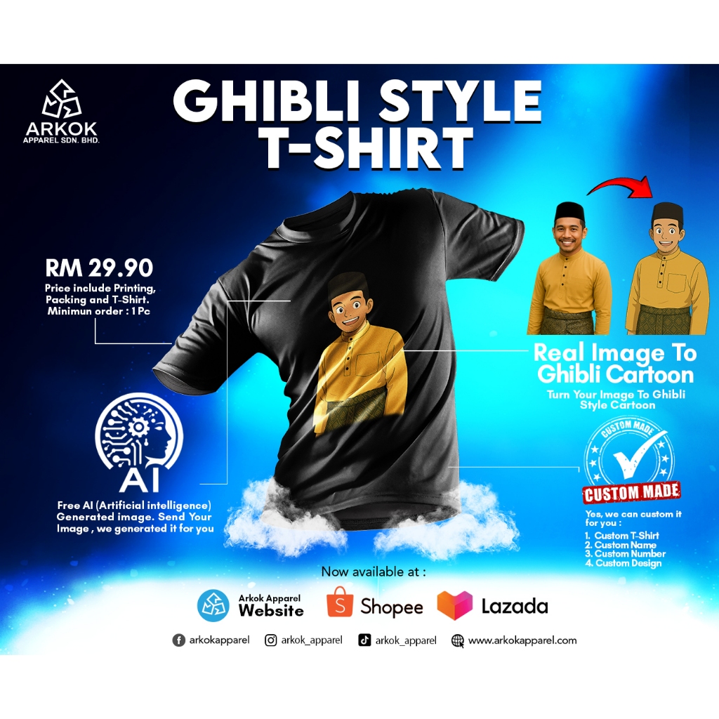 Baju Custom Ghibli เสื้อยืด I Ghibli เสื้อยืดที่กําหนดเอง I Baju อะนิเมะที่กําหนดเอง I Baju Karton G