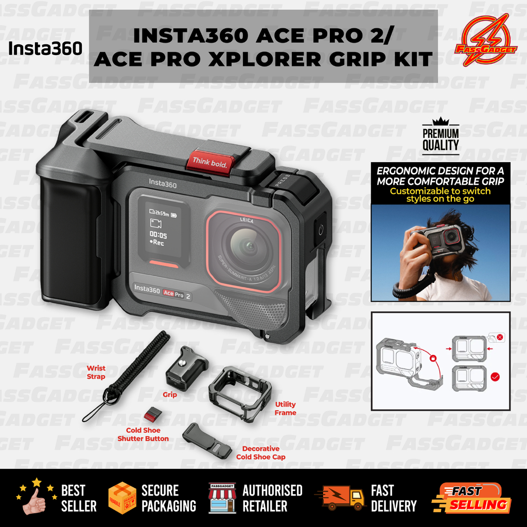 INSTA360 XPLORER GRIP KIT SILVER GREY ACE PRO 2 / ACE PRO