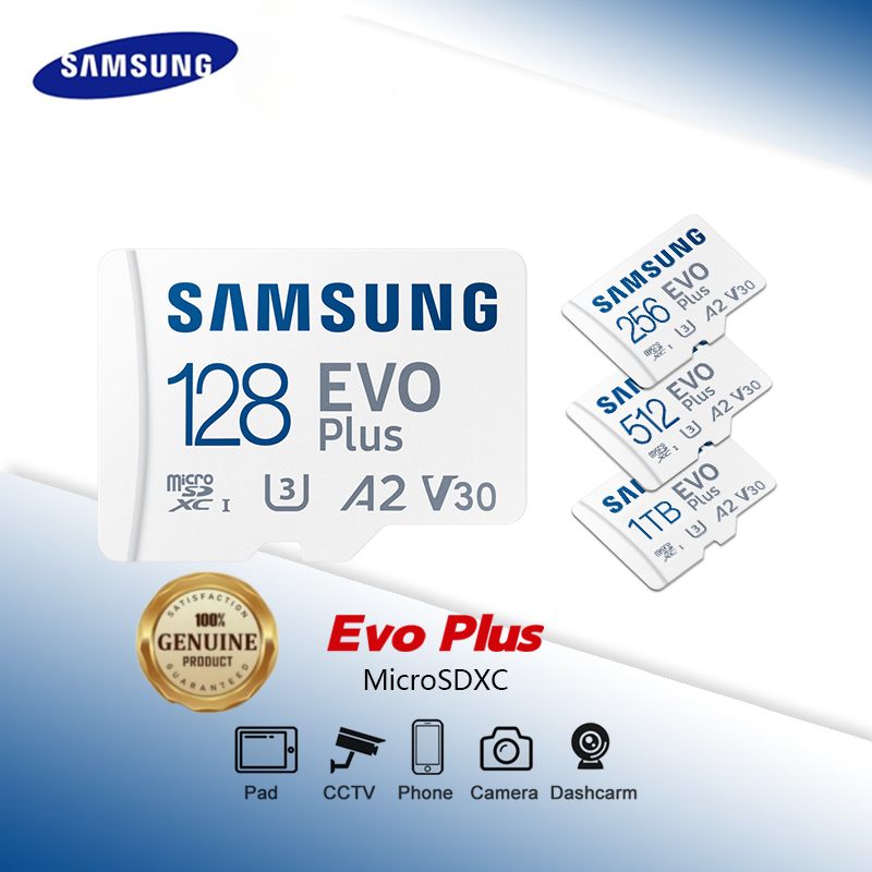 Samsung Evo Plus 128GB 256GB 128GB 1TB Micro SD การ์ด 128GB Micros SD 256GB Micro SD 512GB Micro SD 