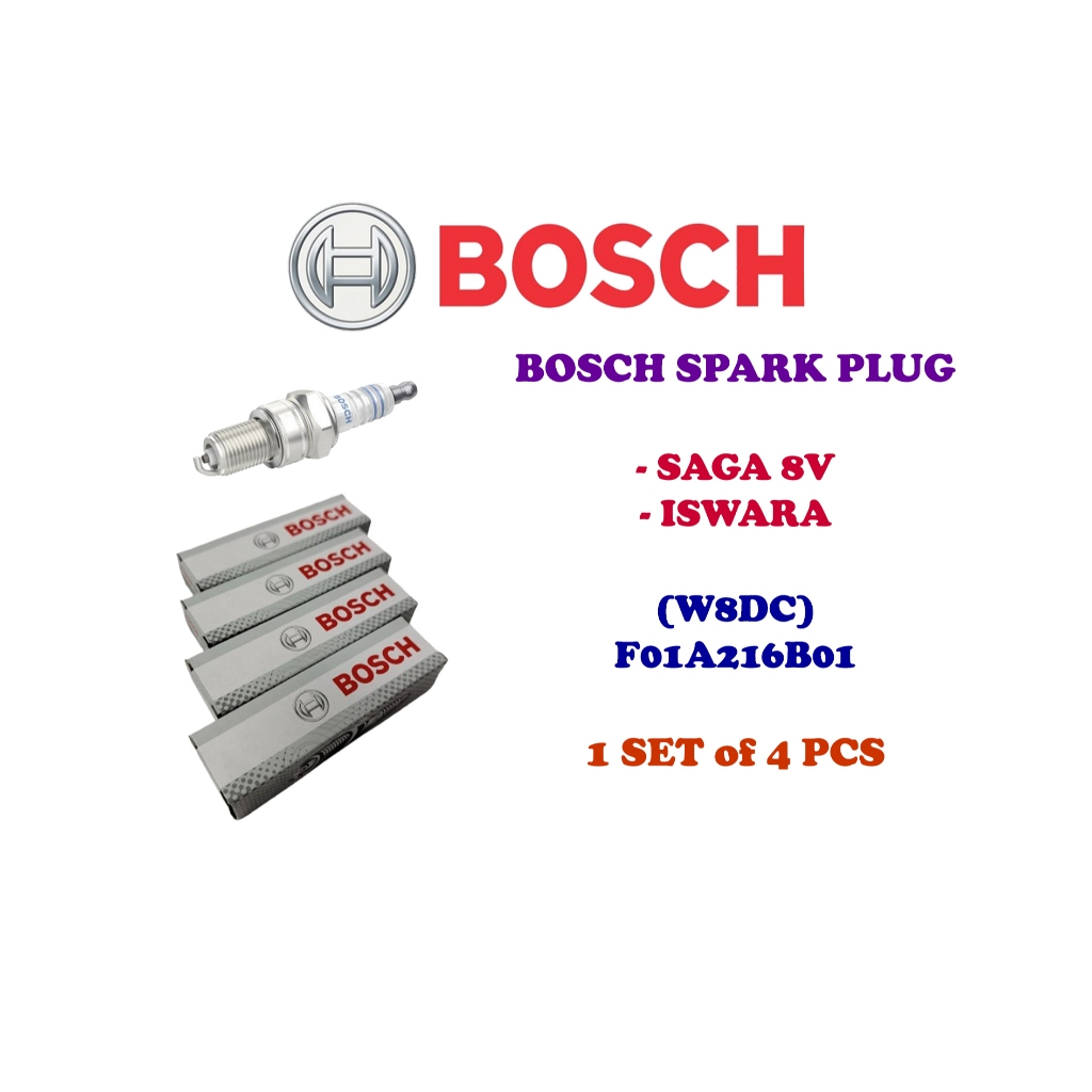 SAGA V8, ISWARA, W8DC BOSCH SPARK PLUG X 4 ชิ้น / F01A216B01