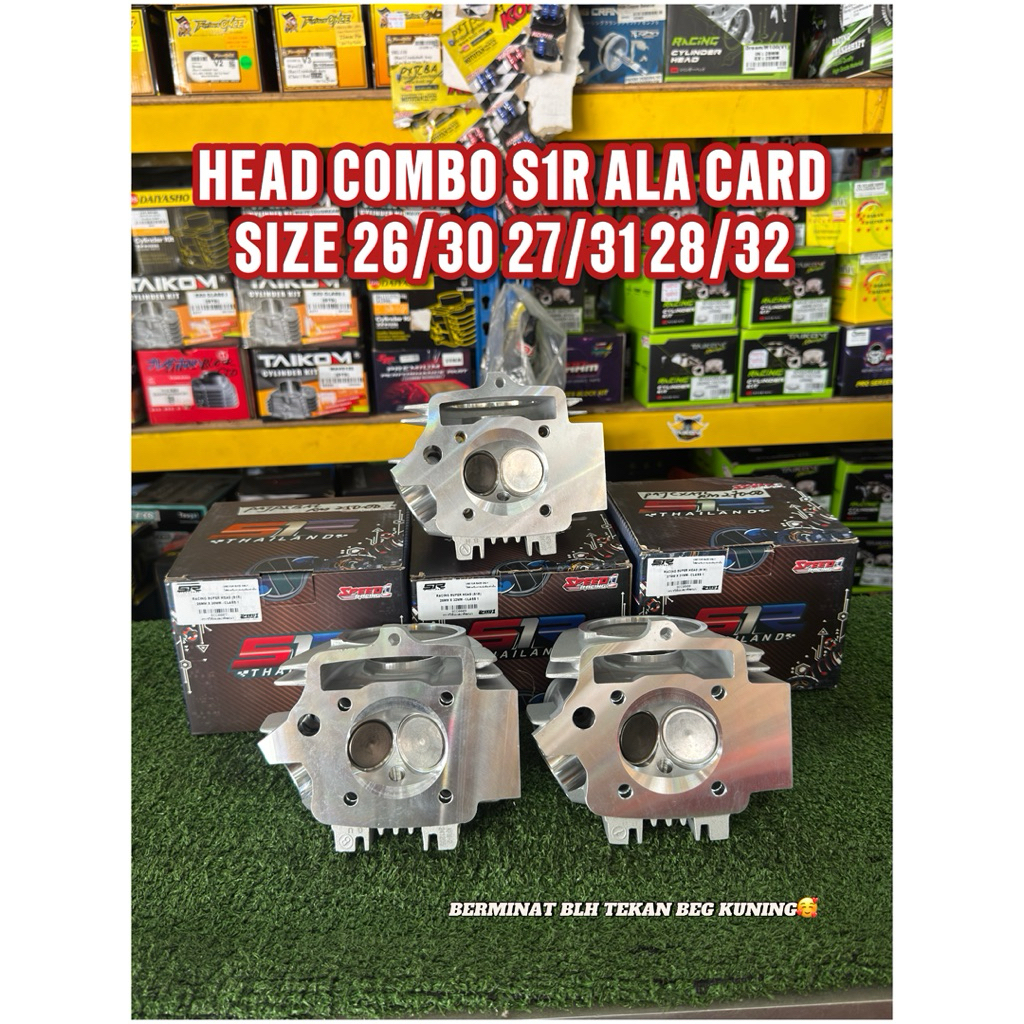 HEAD S1R RACING ALACARD ขนาด 26/30 27/31 28/32 STUD BLOCK/COVER HEAD (UNTUK CRANKCASE COMBO S1R) รถจ