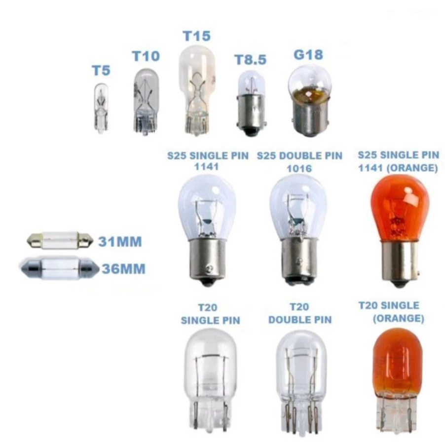รถยนต์รถจักรยานยนต์ Universal Halogen 2PC หลอดไฟ T5 / T8.5 /T10/ T15 / 1156 / 1141 / 1016 / T20 / T2