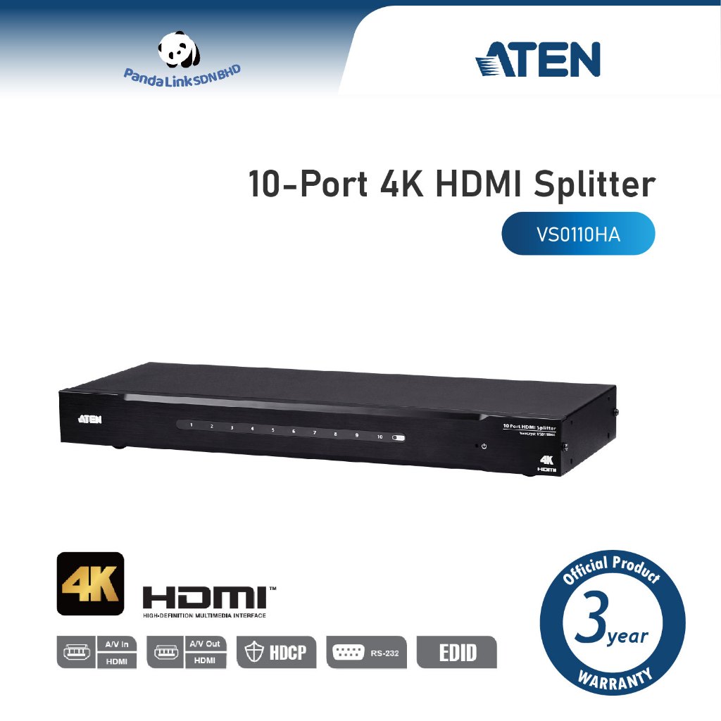 ATEN VS0110HA ตัวแยก HDMI 4K 10 พอร์ต