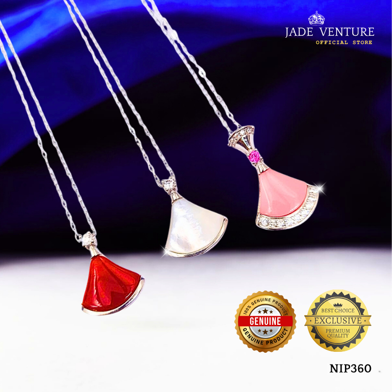 JV NEW Oriental Fan-shape Skirt สร้อยคอแฟชั่น (เงินแท้ 100% + ชุบไวท์โกลด์)