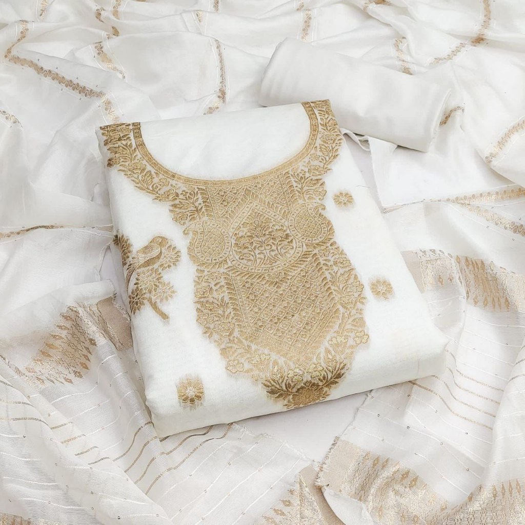 Unstitched Dyeable Jacquard Punjabi ชุดวัสดุ Kain Jahit Baju Punjabi