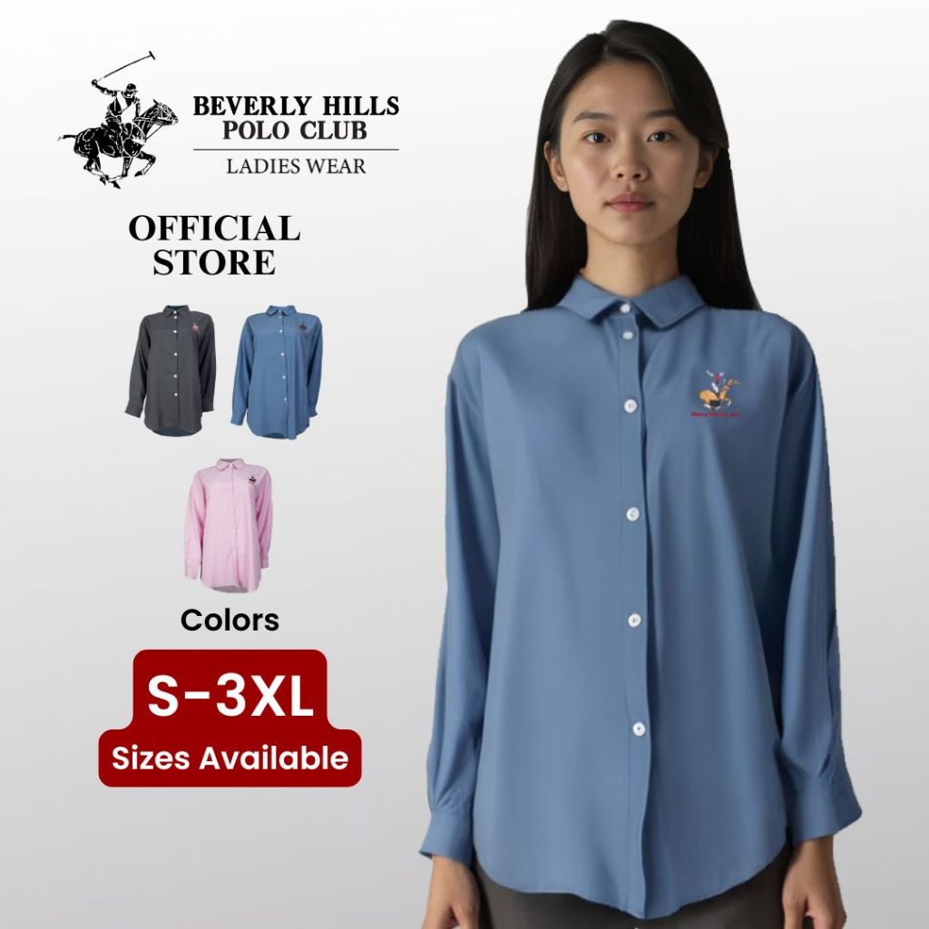 เสื้อเชิ้ตผ้าทอแขนยาวโปโลผู้หญิง BHPC