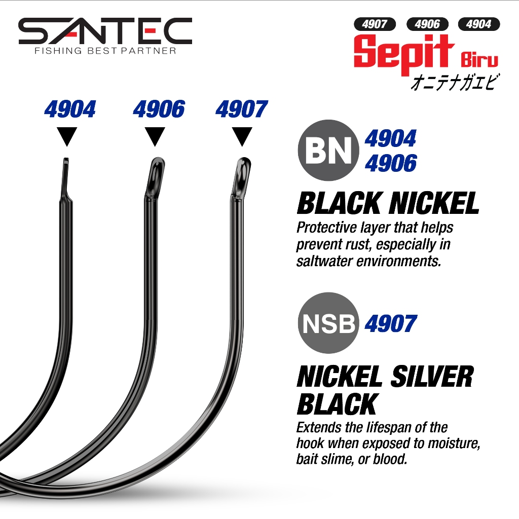 SANTEC – SEPIT BIRU HOOK GALAH HOOK 4904/4906/4907 PRAWN FISHING ราคา ถูกที่สุด ดีลบีเคเค แกลเลอรีภาพที่ 5
