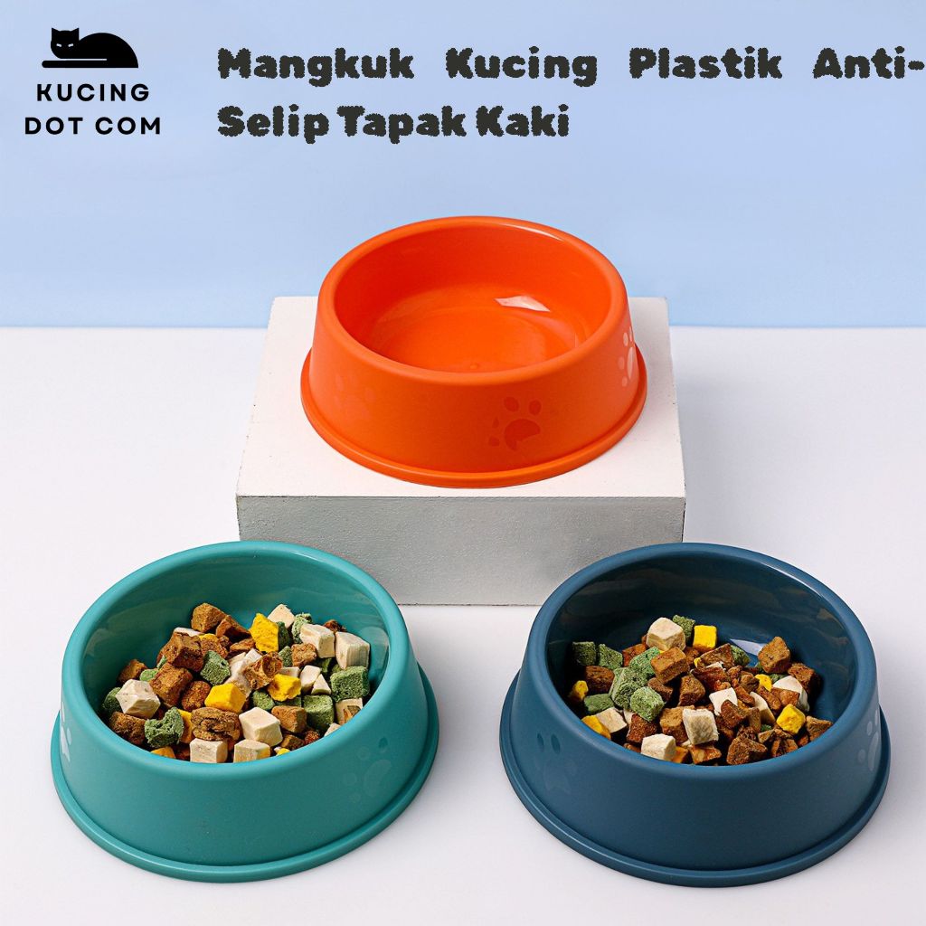 KUCING DOTCOM Mangkuk Kucing Plastik Anti-Selip Tapak计ลื่นพลาสติกชามแมว Kucing Dotcom 防滑塑料猫พิมพ์
