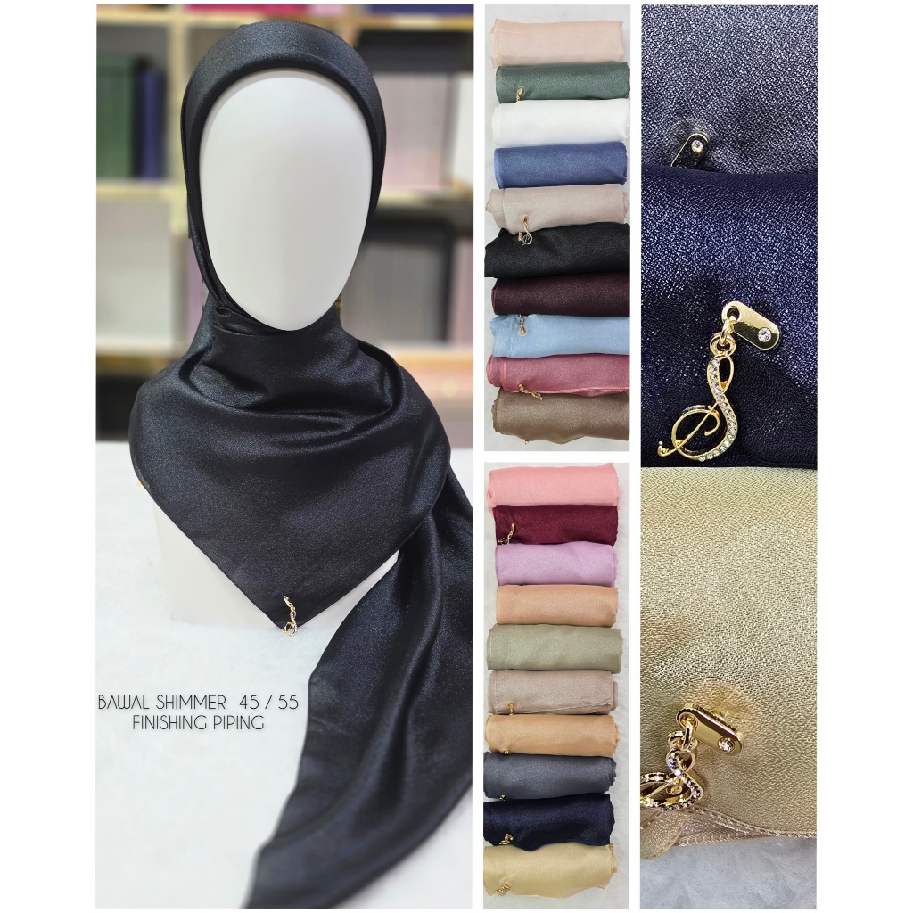 BAWAL CHIFON SHIMMER SILK BIDANG 45,BAWAL 45 INCHES,BAWAL LUXE LATEST METAL TAG,