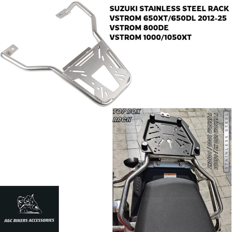 Suzuki Vstrom 650XT/ 650DL Vstrom 800DE Vstrom 1050XT ชั้นวางด้านบนสแตนเลส Heavy Duty