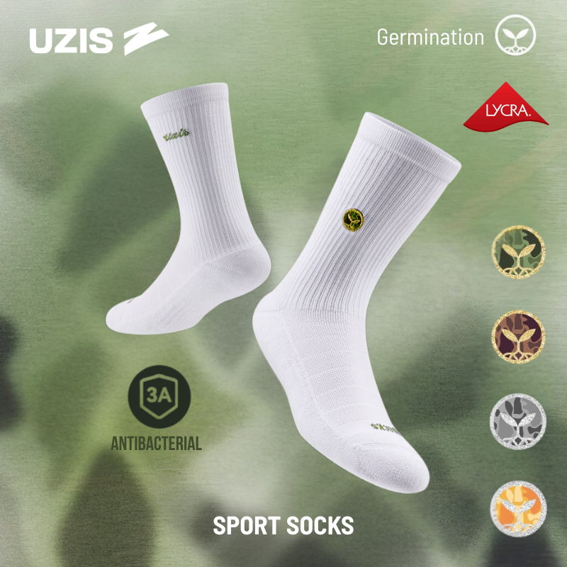 UZIS Stokin Sukan Panjang ถุงเท้ากีฬาลําลองต้านเชื้อแบคทีเรียไม่มีกลิ่น - การงอก
