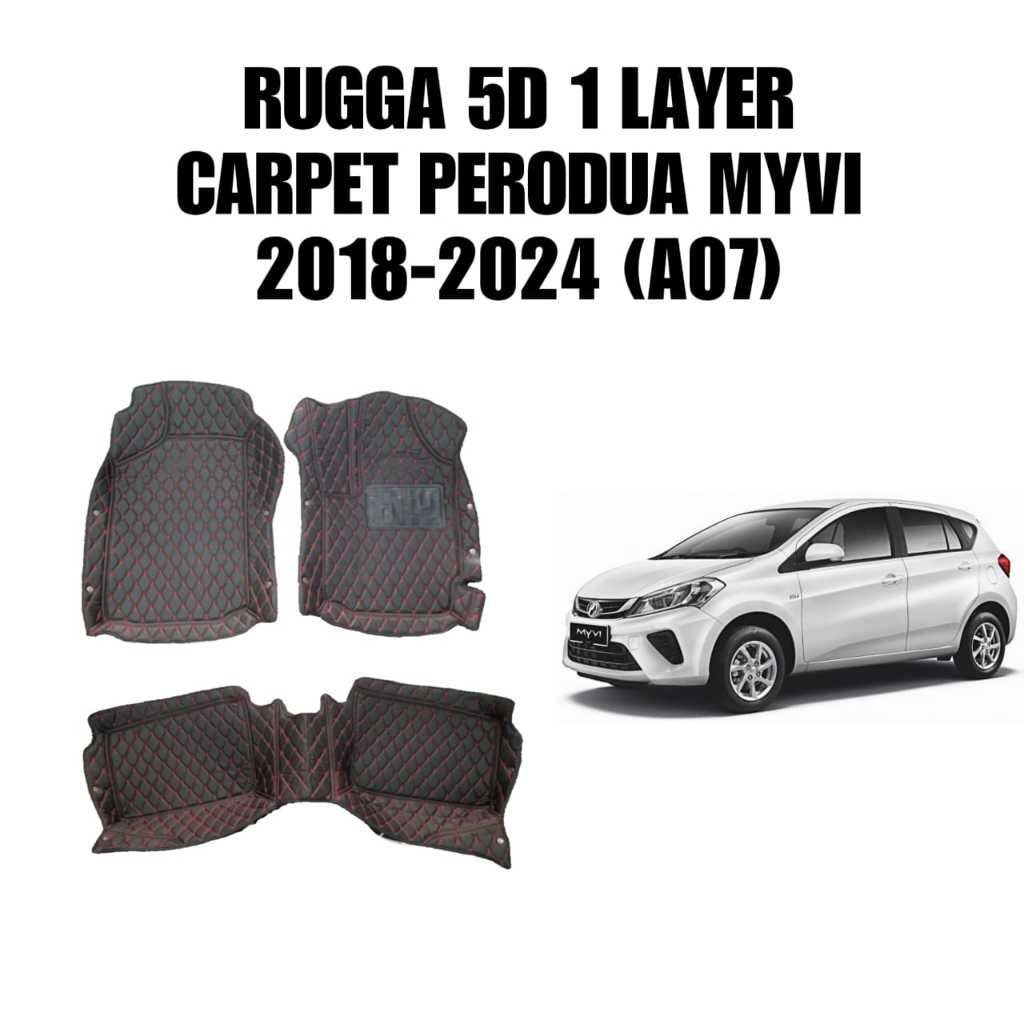 RUGGA 5D 1 LAYER CARPET REDLINE PERODUA MYVI 2018-2024 (A07)