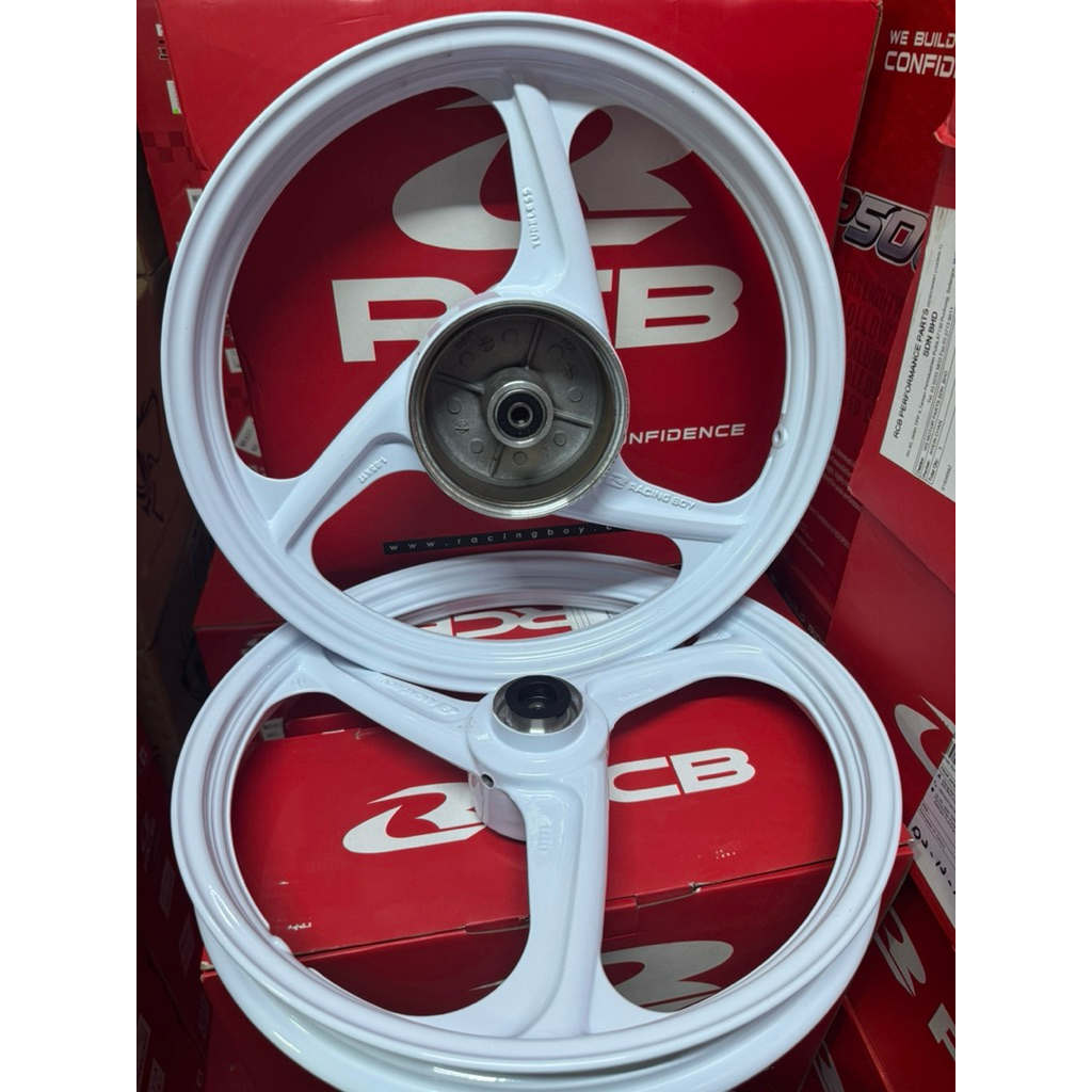 RCB SP399 3 BATANG SPORT RIM พร้อมแบริ่ง Y125ZR LCV8 LC135 SRL HITAM PUTIH สีดําสีขาว 1.60/1.85x17 R