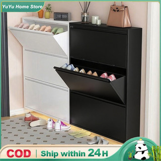 Steel Metal Shoe Cabinet Household Wall Mounted Ultra Thin Shoe Cabinet Floor Standing MultiLayer Storage Dustproof Shoe