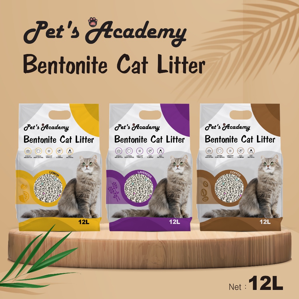 PETS ACADEMY Bentonite 12L (2 แพ็ค) Pasir Kucing Bentonit 12L (2 Pek) ผู้สังหารหมู่ 12L (2 ซอง)