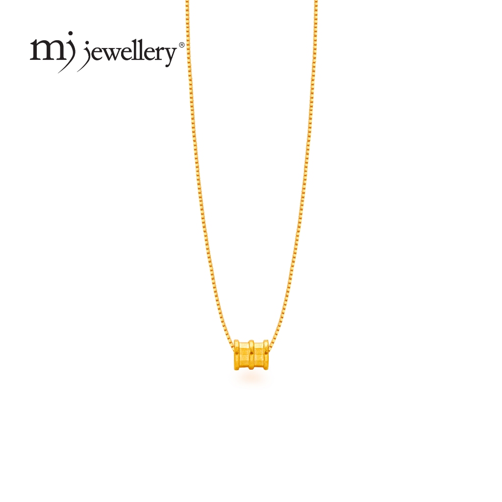 MJ Jewellery 999.9/24K แหวนหลอดมินิทองคําบริสุทธิ์พร้อมชุดสร้อยคอทองคํา 375/9K