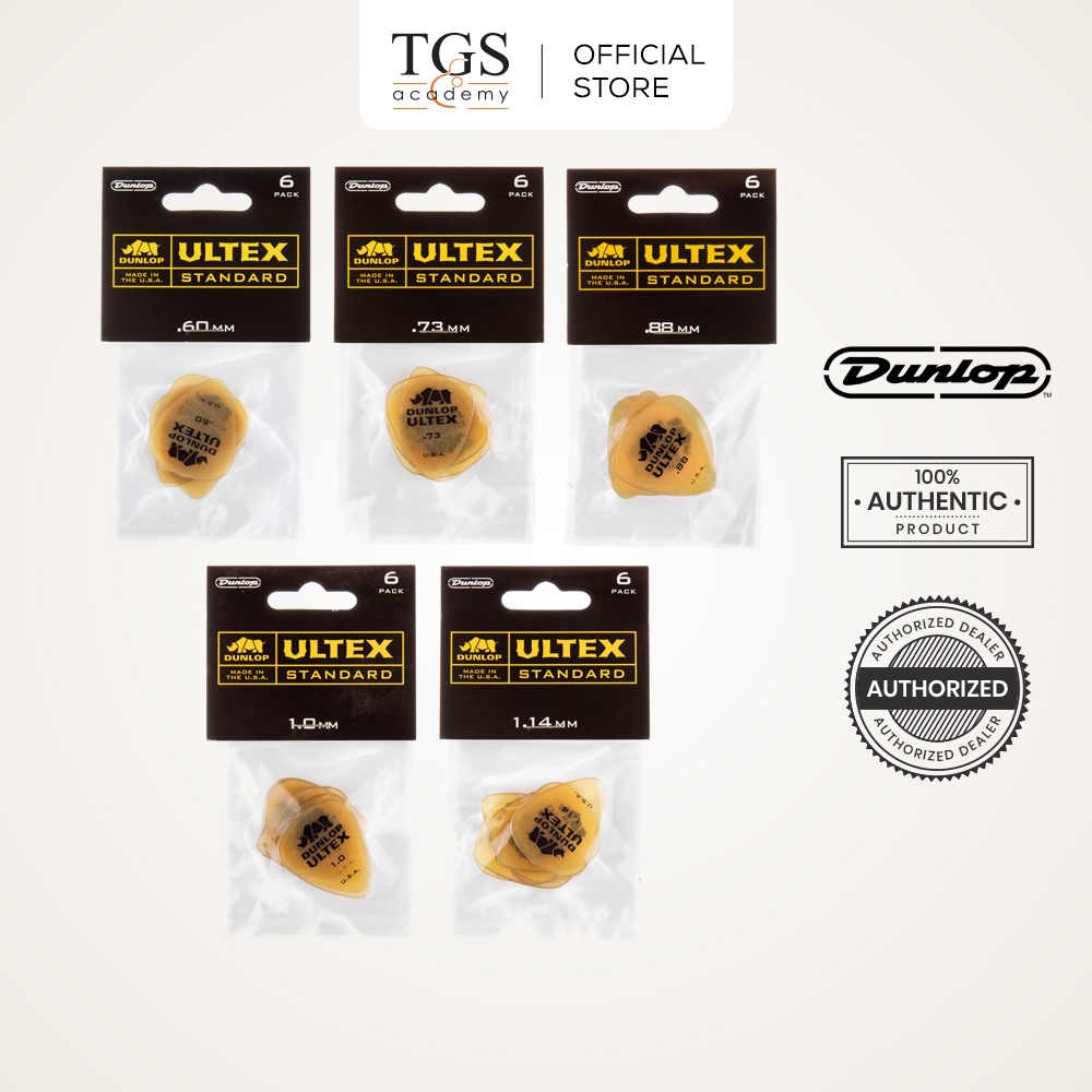 Jim Dunlop 421P Ultex Standard Guitar Picks (0.60mm / 0.73mm / 0.88mm / 1.0mm / 1.14mm) - 6 ชิ้น/แพ็