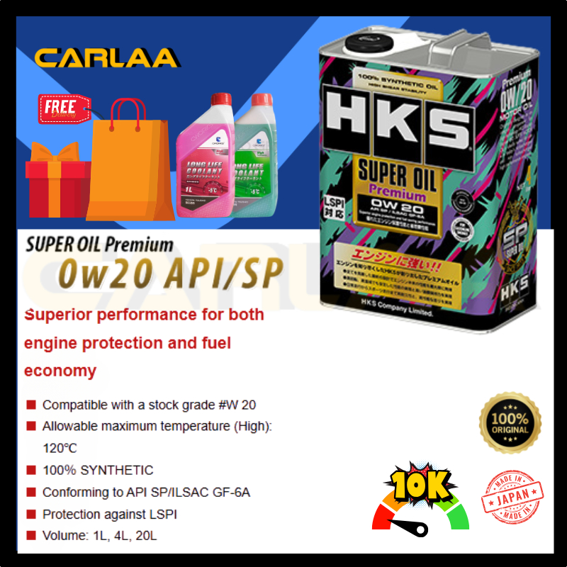 HKS JAPAN 0W20 API/SP SUPER Premium FULLY ENGINE OIL MINYAK HITAM 10,000KM W !!