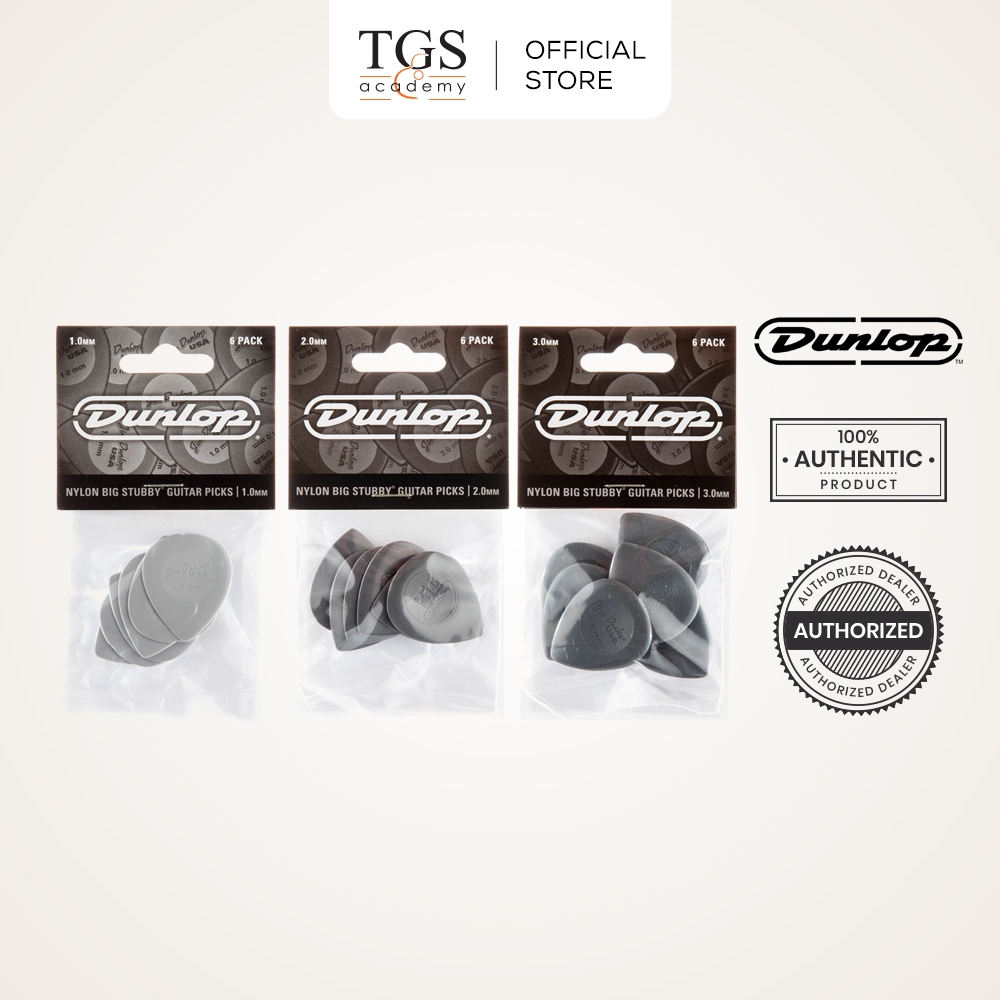 Jim Dunlop 445P100 / 445P200 / 445P300 Nylon Big Stubby Guitar Picks (1.0 มม. / 2.0 มม. / 3.0 มม.) -