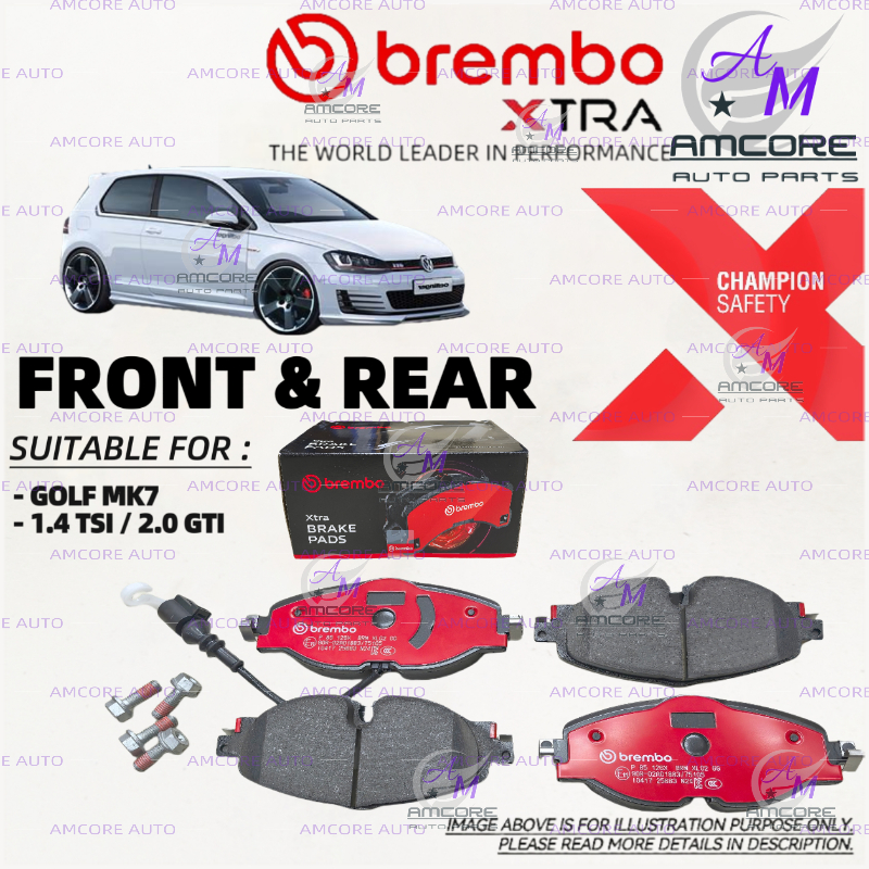 VOLKSWAGEN GOLF MK7 1.4 TSI / 2.0 GTI - ผ้าเบรค BREMBO / XTRA BREMBO PAD / XTRA BREMBO PAD / BREMBO 
