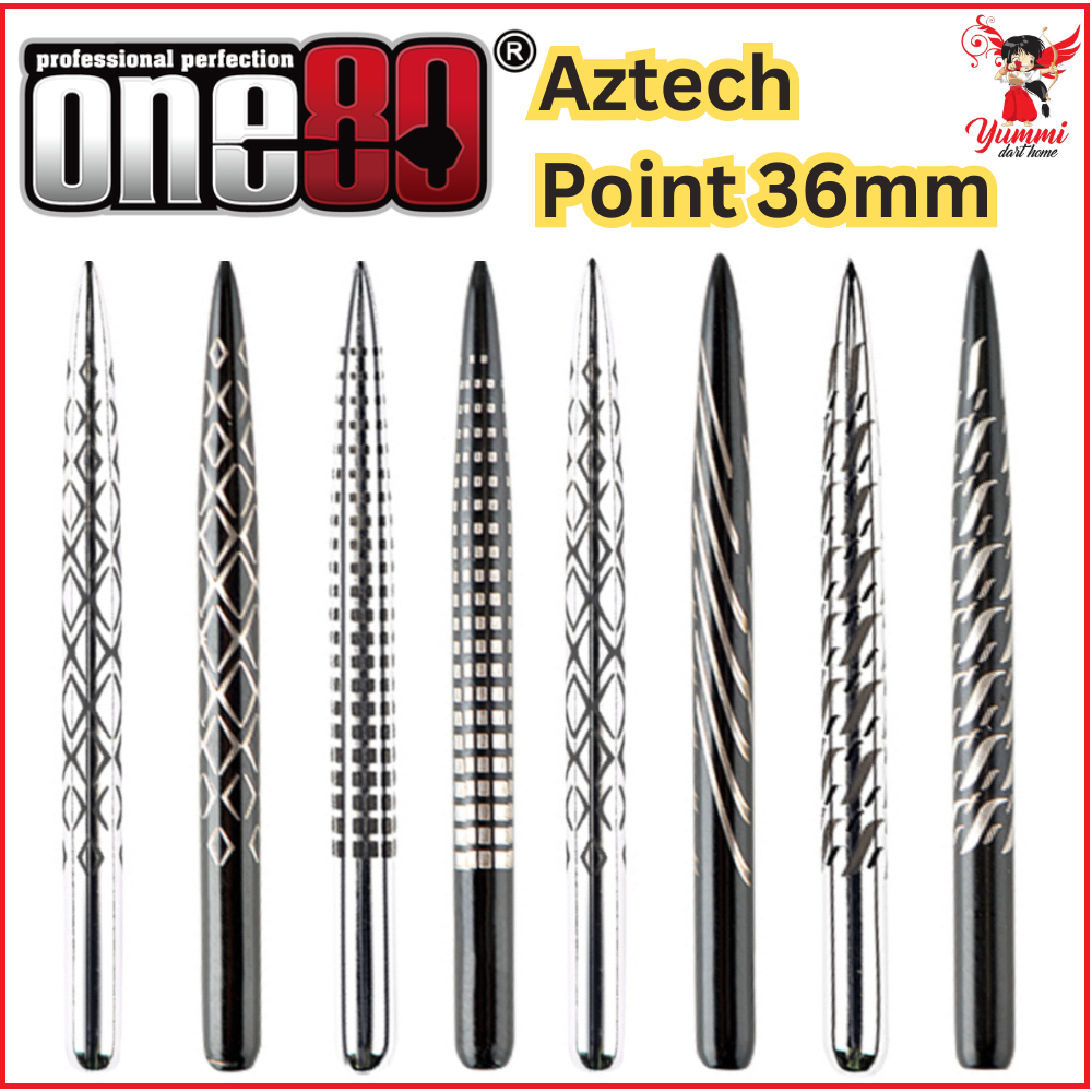 One80 Steel Tip Point Aztech Dart Point - 36mm ( สีดําและสีเงิน) 4 ประเภท