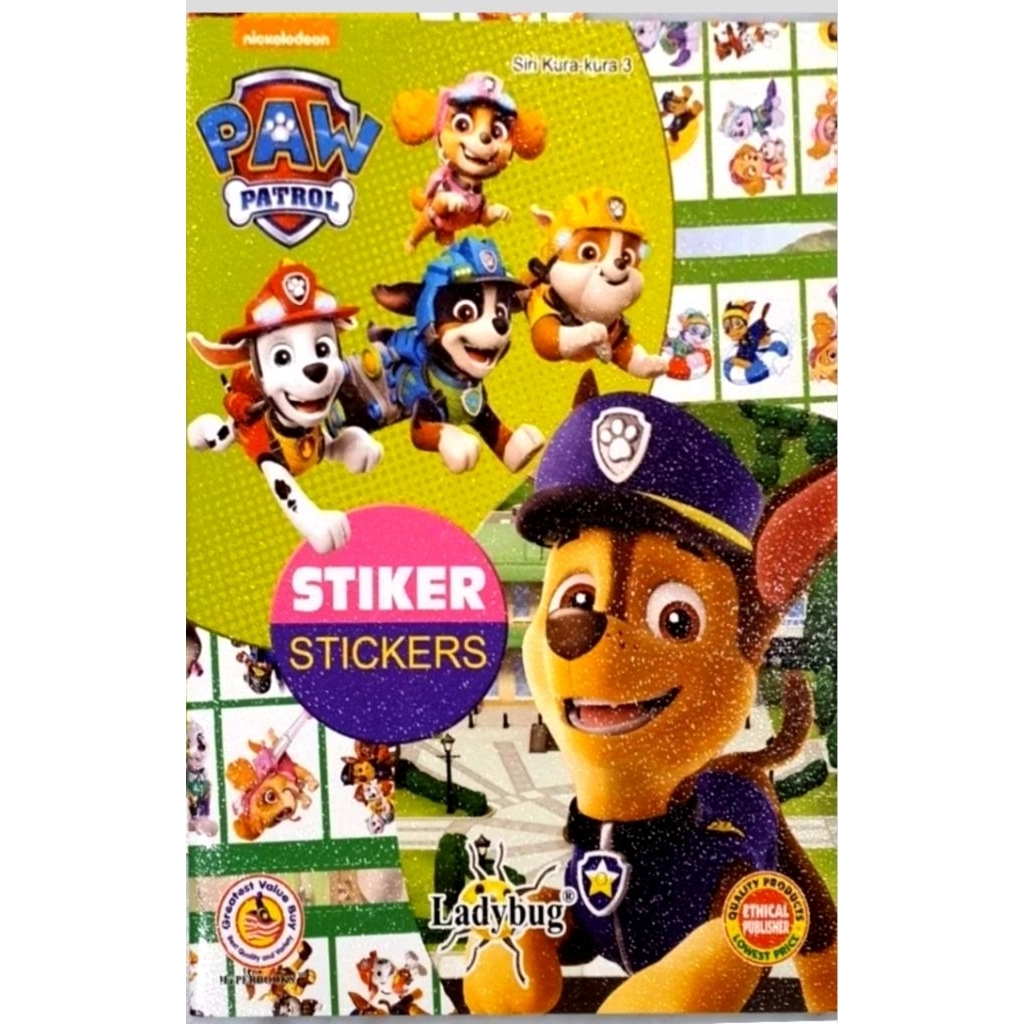 Ladybug Paw Patrol A4 size Stickers Book 8 แผ่นสูงสุด 64 สติ๊กเกอร์
