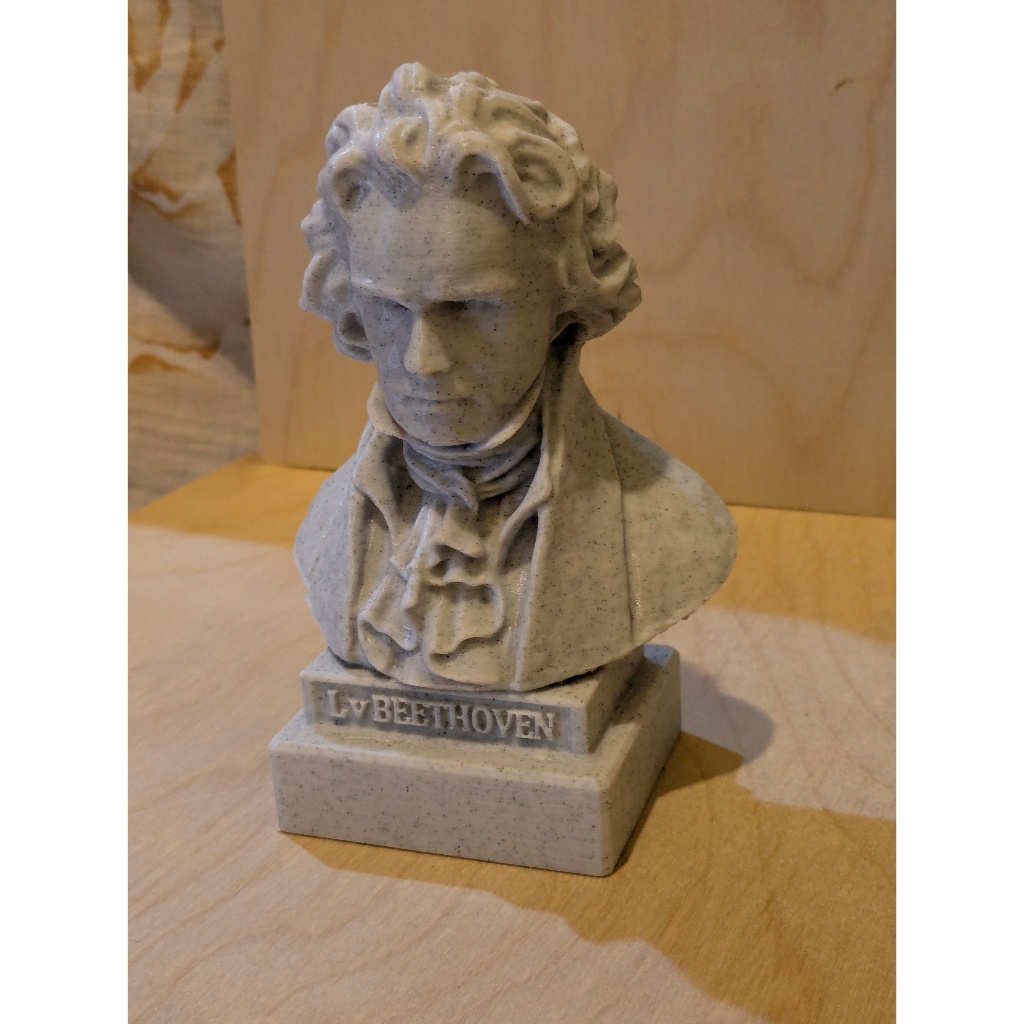 Ludwig van Beethoven Bust 3D Print Marble Finish Desk/Home Decor