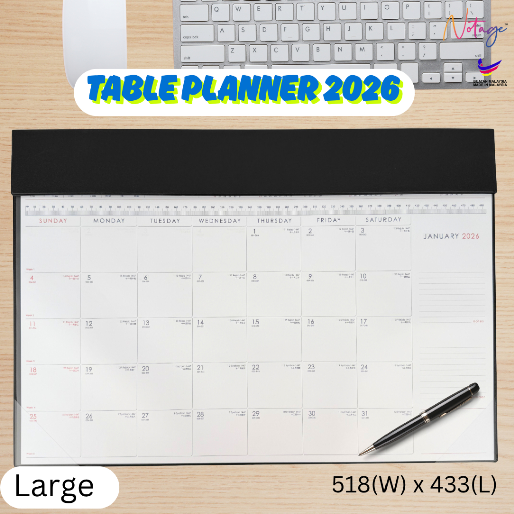 [ขนาดใหญ่] ตาราง Planner 2026 PVC ไดอารี่สําหรับวางแผนขนาดใหญ่การประชุม Professional รายเดือนปฏิทินโต๊ะ organizer สํานักงาน plann