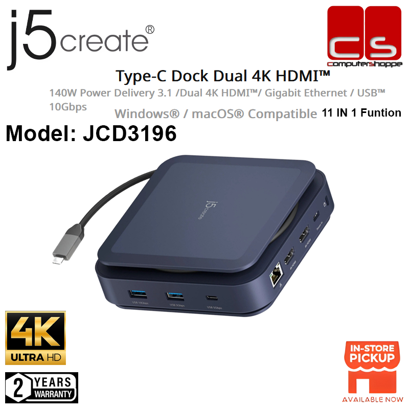 J5 CREATE JCD3196 (JCD3196 Type-C Dock Dual 4K HDMITM) 11 IN 1 FUNCTIONS