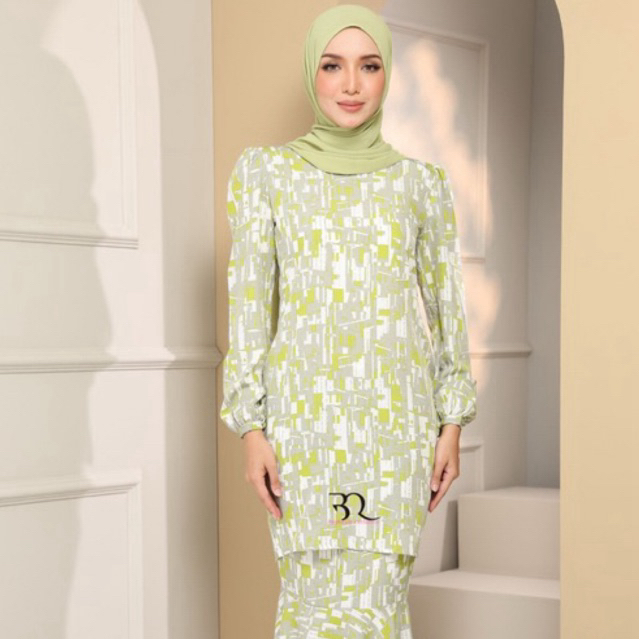 STELLA IN LIME GREEN COLOR KURUNG DRESS~ Peplum Fabric Kurung Dress~ Raya Edition Kurung Dress